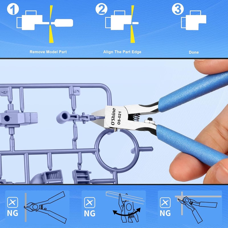 OSHINE O’Shine Ultimate Single-edged Sprue Cutter, Super Thin & Sharp Model Snips For Plastic Models, Single Blade Gunpla Gundam Model Nippers & Hobby Model Clippers, w/A Plastic Sheath & A Leather Sheath - Image 4